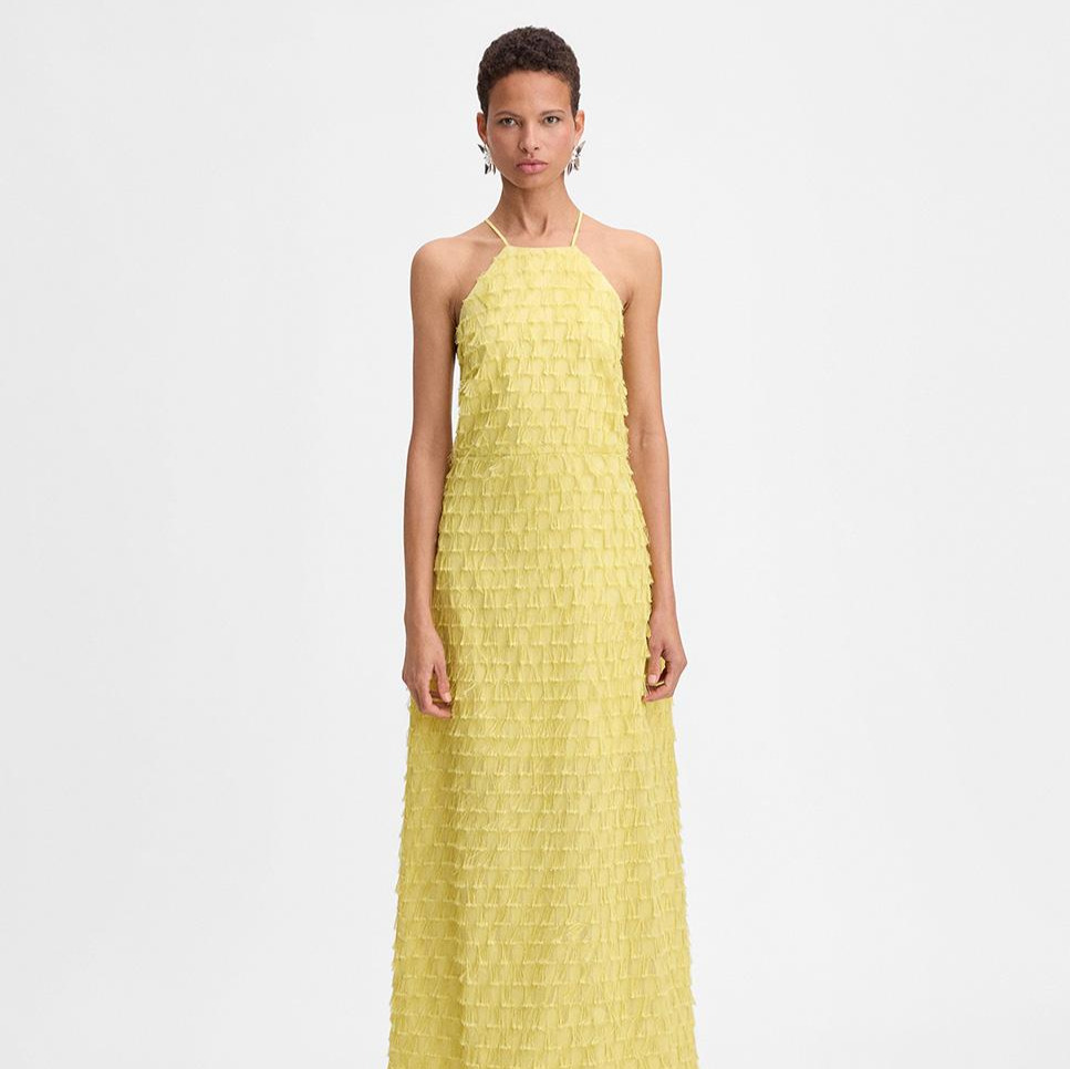 Simorra
Vestido largo jacquard flecos Simorra
