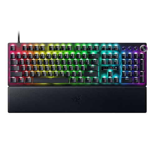 Razer Huntsman V3 Pro - PC Teclado óptico analógico para Esports - Snap Tap & Rapid Trigger (Disparo rápido, Dial multifunción y Botones de Control específicos) Diseño QWERTY US | Negro