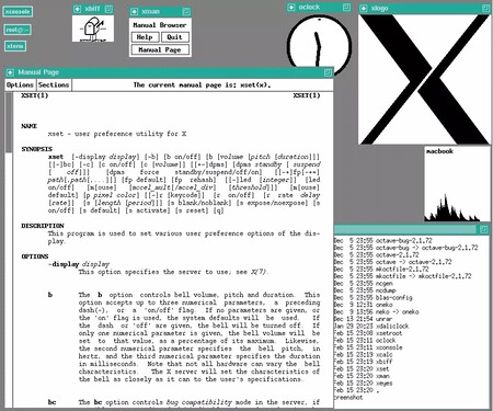 X11 (e aplicativos complementares) rodando “a seco”, sem gerenciador de janelas ou ambiente de desktop | via Wikipedia