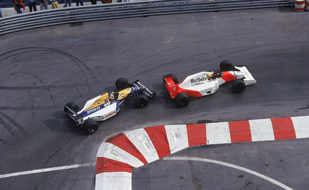 Ayrton Senna y Nigel Mansell chicane Mónaco 1992