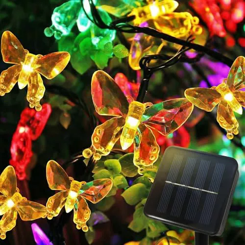 BG9D Guirnalda de Luces Solares Exterior Mariposas
