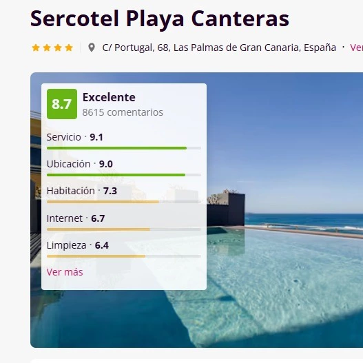 Sercotel Playa Canteras 4 estrellas en Las Palmas de Gran Canaria - por persona
