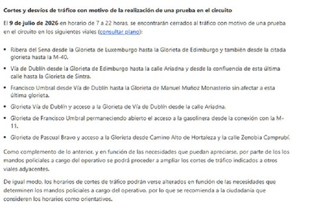 Cortes Trafico Madrid