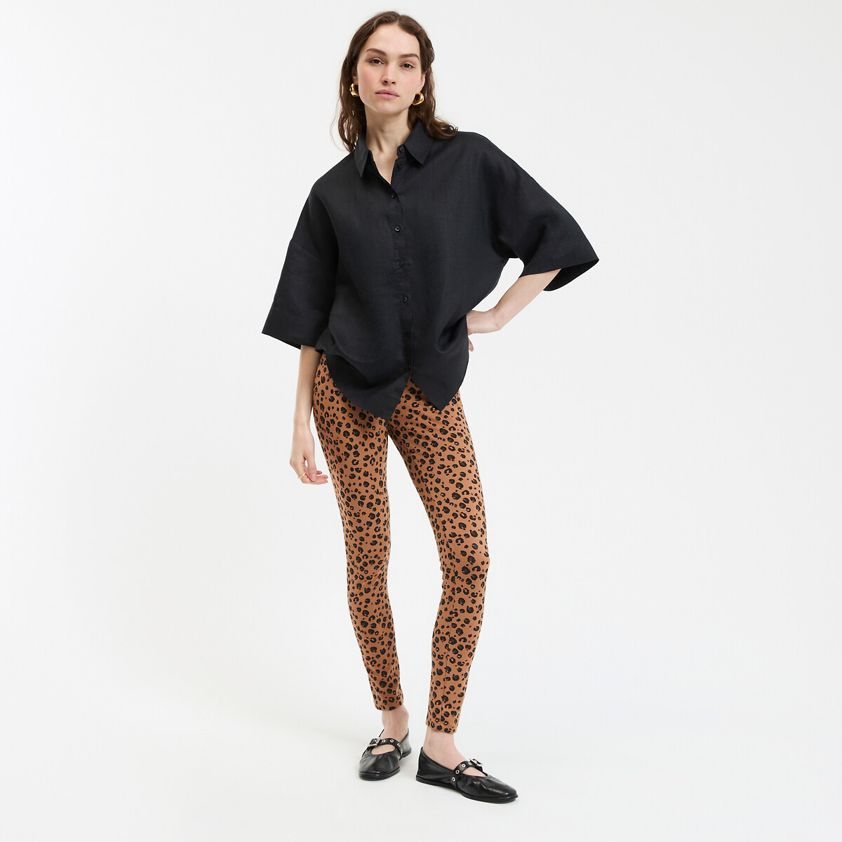 Leggings de cintura alta, estampado animal