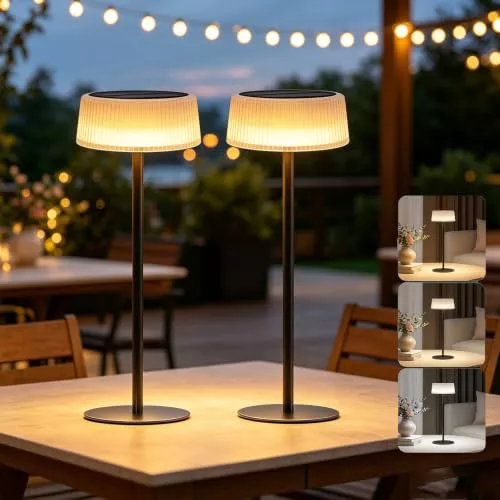 Cnlux Lampara de Mesa Solar LED 2 Piezas, Recargable con Táctil, Sin Cable