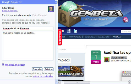 Sidewiki en acción