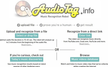 Esta veterana web adivina el título y el autor de la música que no conoces subiéndole un archivo o pasándole una URL