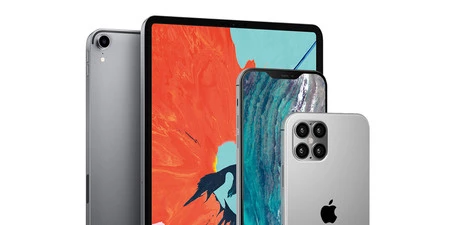 iPad Pro (2018) の隣にある iPhone 12 のコンセプト