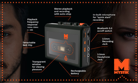 ¿Ha llegado el resurgir del casete portátil? Mystik apuesta por modernizar el ya clásico soporte analógico con Bluetooth