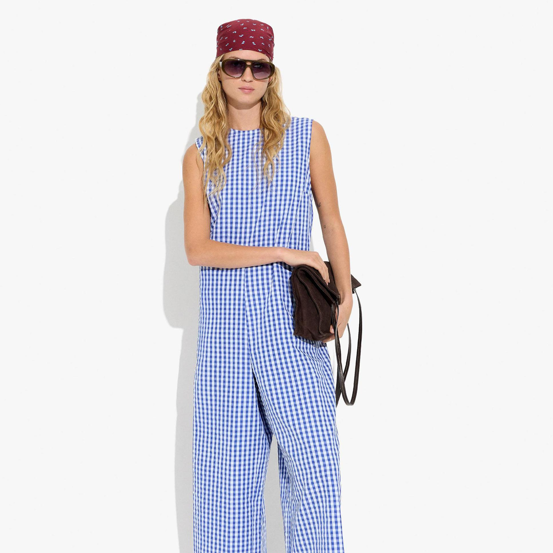 Mono largo con estampado vichy Azul Parfois