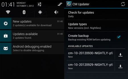 CyanogenMod introduce las actualizaciones OTA en su última ROM con CMUpdater