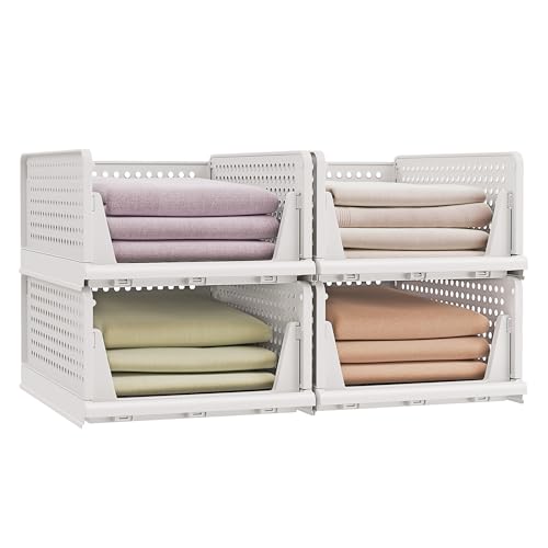 SONGMICS Cajas de Almacenaje de Plástico, Juego de 4