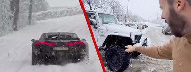 Mientras tu cuñado se queda tirado con su SUV en Navacerrada, el dueño de Bugatti se mueve con un Tourbillon de 4 millones y 1.800 CV en pleno temporal de nieve 