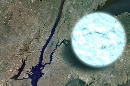 Comparando una estrella de neutrones con Manhattan