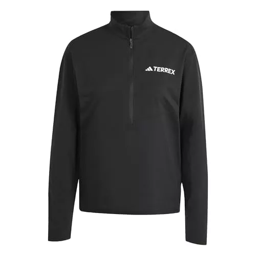 adidas Mujer Terrex Multi Climacool Half Zip Long Sleeve Shirt, Black, M