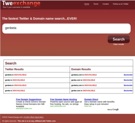 Tweexchange, encuentra un nombre disponible para tu dominio y twitter