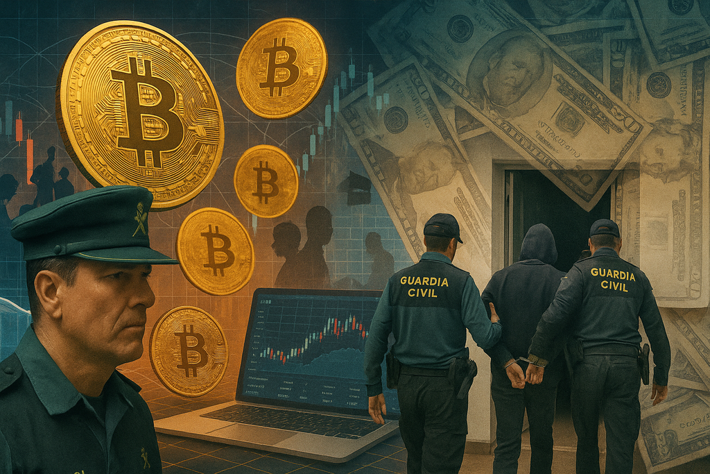 La Guardia Civil desmantela en Madrid y Canarias una red de fraude con criptomonedas que blanqueó 460 millones robados a 5.000 víctimas 