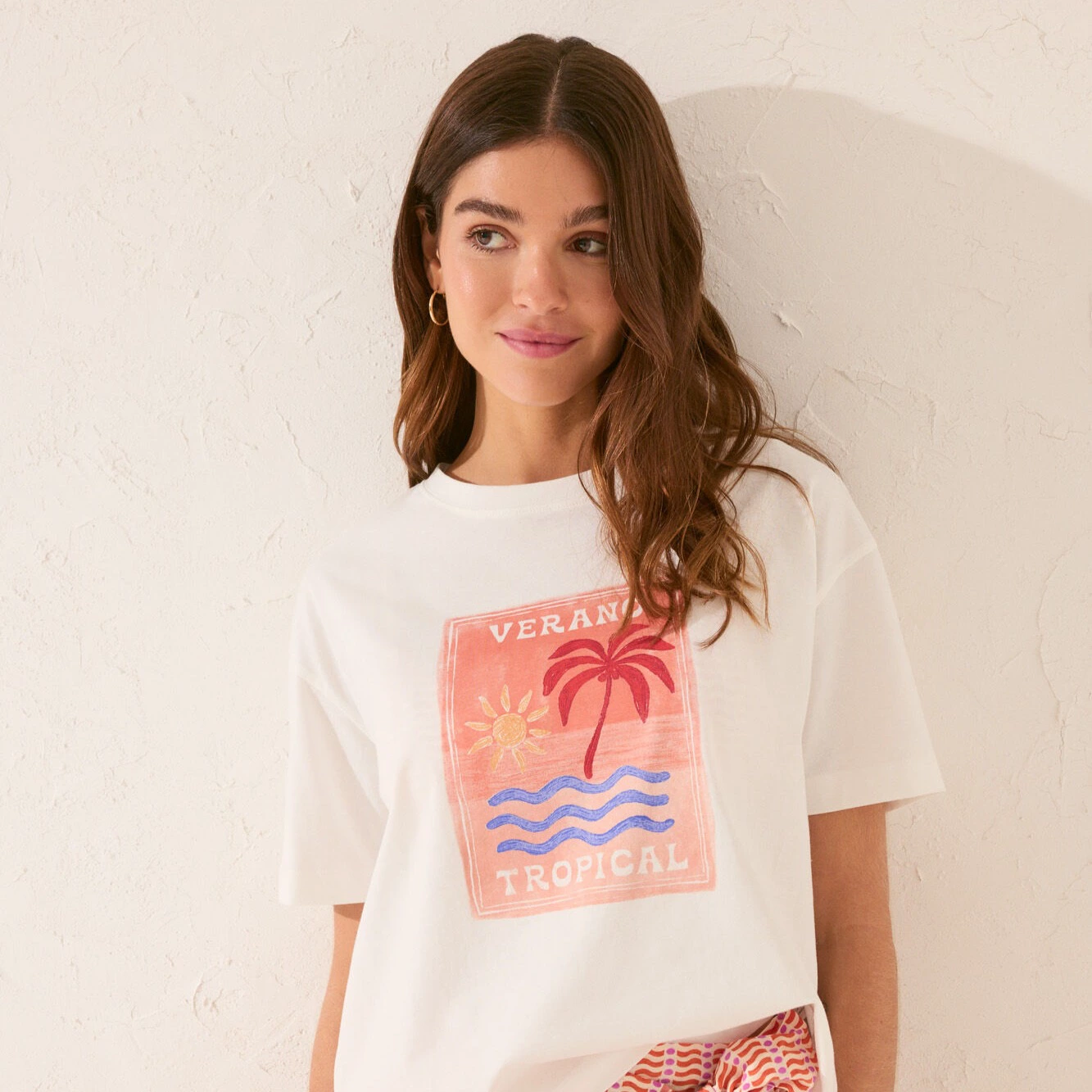 Camiseta boxy 100% algodón blanco
