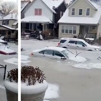 Tú te quejas de rascar el coche por la mañana, pero en Detroit una tubería de agua rota ha convertido una calle en un glaciar