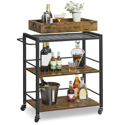 VASAGLE Carrito de Cocina, con Bandeja Extraíble, 40 x 72 x 86 cm
