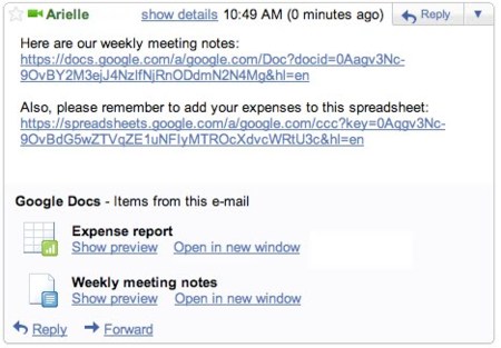 Previsualizaciones de Google Docs en Gmail