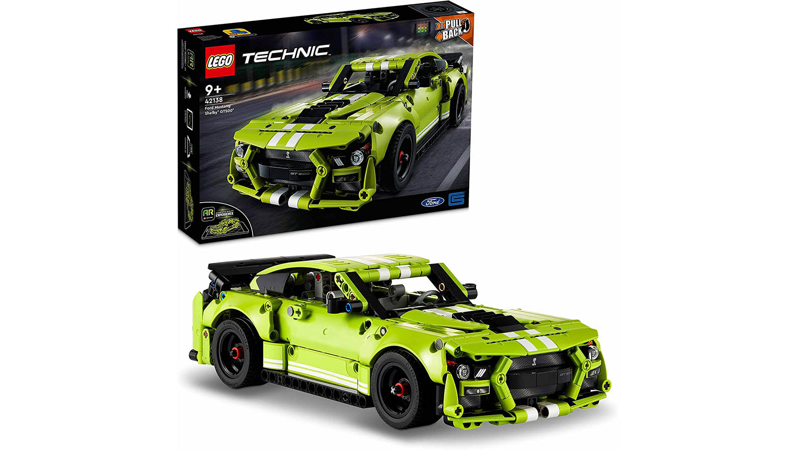 LEGO 42138 Technic Ford Mustang Shelby GT500, Maqueta de Coche de Juguete con App de Realidad Aumentada, Regalo de Cumpleaños para Niños