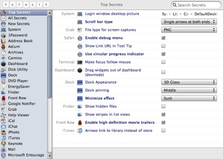 Secrets, descubriendo trucos ocultos en Mac OS X