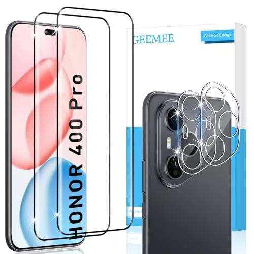 GEEMEE 2+2 Piezas Protector de Pantalla para Honor 400 Pro y Protector de Lente de Cámara, 9H Dureza HD Cristal Templado Anti-Arañazos Vidrio Templado Protectora