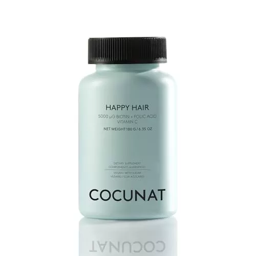 COCUNAT - Happy Hair | Vitaminas para el cabello | Previene la Caída del Cabello | Fortalece y Estimula el Crecimiento | Biotina | Resultados en 6 Semanas | 60 uds