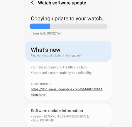 Actualización Galaxy Watch 4