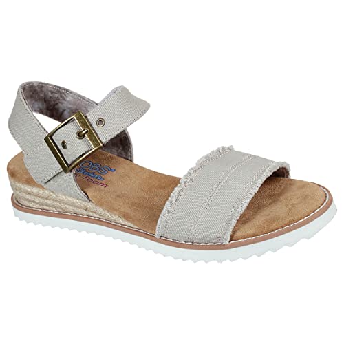 Skechers DESERT KISS ADOBE PRINCESS, Sandalias Mujer, Marrón (Light Taupe Canvas), 38 EU