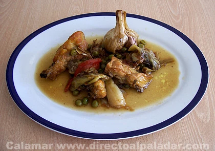 Pollo rustido con hortalizas. Receta