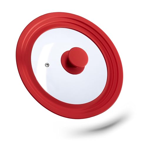 Relaxdays Tapa Sartén Universal - 20-24 cm, Rojo