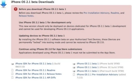 Apple envía a los desarrolladores el iPhone software 2.1
