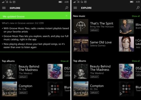 Groove Music y Películas y TV se actualizan en Windows 10 Mobile añadiendo nuevas funciones