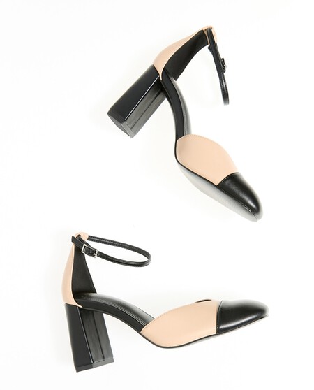zapato tacón pulsera bicolor