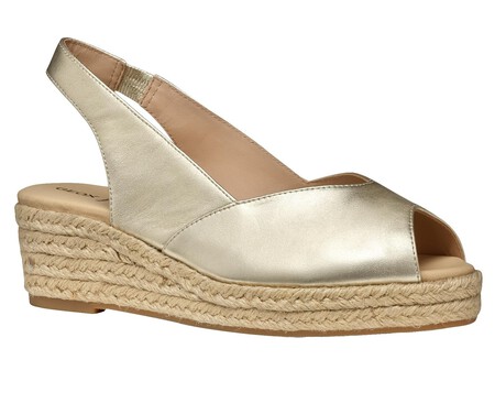 Sandalias Doradas Cunas Piel Rebajas