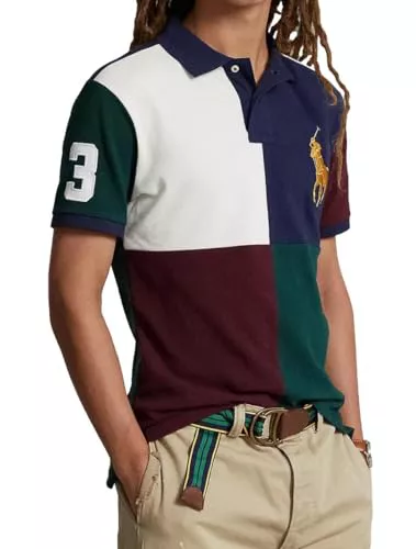 POLO RALPH LAUREN Polo de malla de pony grande para hombre, Cruise Navy Multi, Large