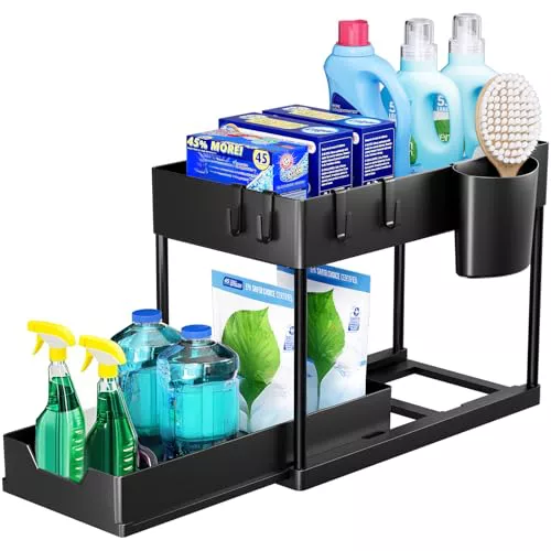 Puricon Estantería Bajo Fregadero, Estante Organizador Mueble Bajo Fregadero Cocina Lavabo -1 Unidad