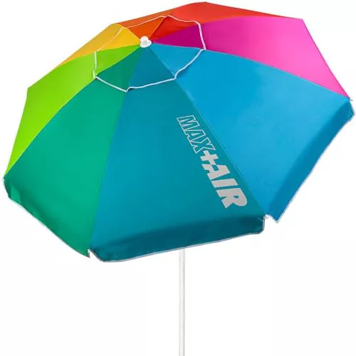 Aktive 62221 - Sombrilla de playa grande, Ø200 cm, sombrilla resistente al viento