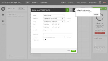 primaERP, control de tiempo para tus proyectos que nos ayudará con su facturación