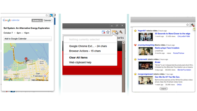 Las tres extensiones de Google.