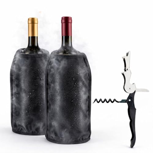 Pack 2 Enfriadores de Botellas de Vino + Sacacorchos Camarero 