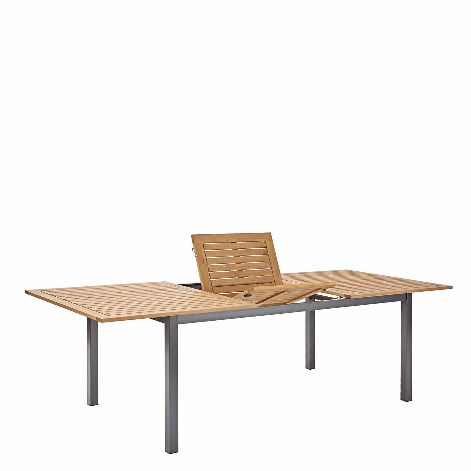 Mesa de jardín extensible de aluminio y madera Oris de 180/240x75x100 cm 