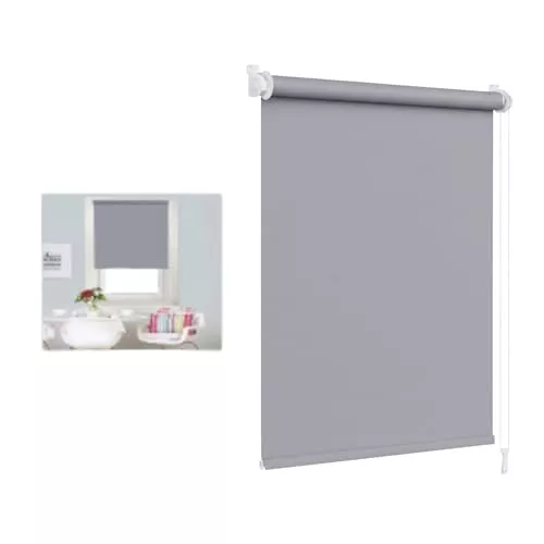 Estores Enrollables Opacos | con Tejido 100% Poliéster | Efecto Blackout | Oscurecimiento Total y Privacidad para Salón, Dormitorio, Baño y Oficina |180x80 cm (Gris, 180cm-80cm)