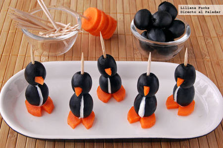 Simpáticos pingüinos rellenos de queso. Receta