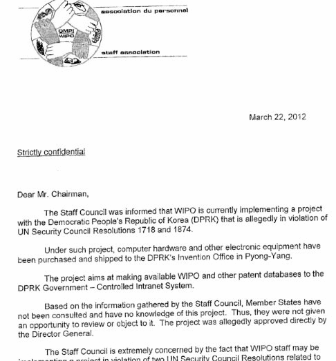 Carta al Director de la WIPO