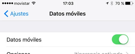 Desconectar los datos en iOS