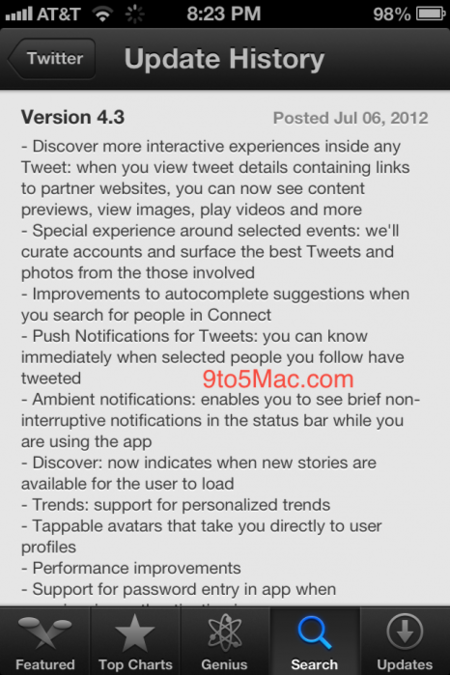 La actualización de Twitter para iPhone podría incluir tweets interactivos y mejoras en las notificaciones