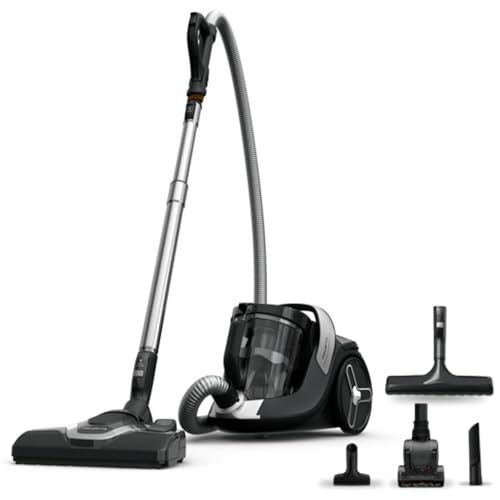 Rowenta Green Force Cyclonic Effitech, Aspirador sin Bolsa, 500 W, Silencioso, Bajo Consumo, HEPA, Ideal Mascotas, 2,5 L, 3 Velocidades, Accesorios, Negro y Azul, RO7C66